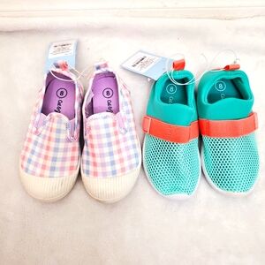 NWT Cat & Jack Girl's Toddler Slip On and Water Shoes Bundle Size 8